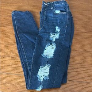 Fashion Nova Blue Skinny Distressed Jeans